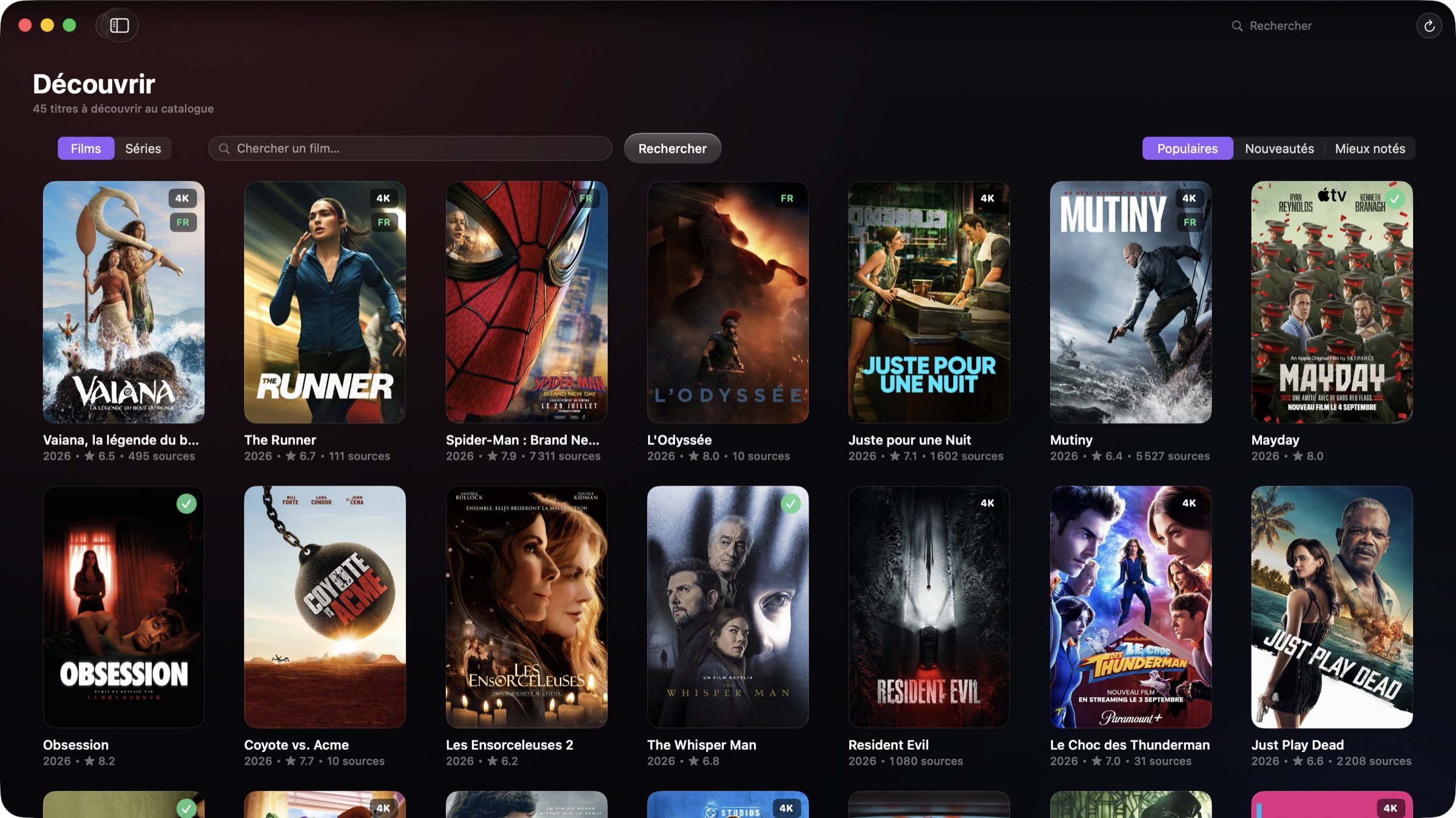 L'écran Découvrir de Cineo : catalogue des indexeurs présenté en affiches