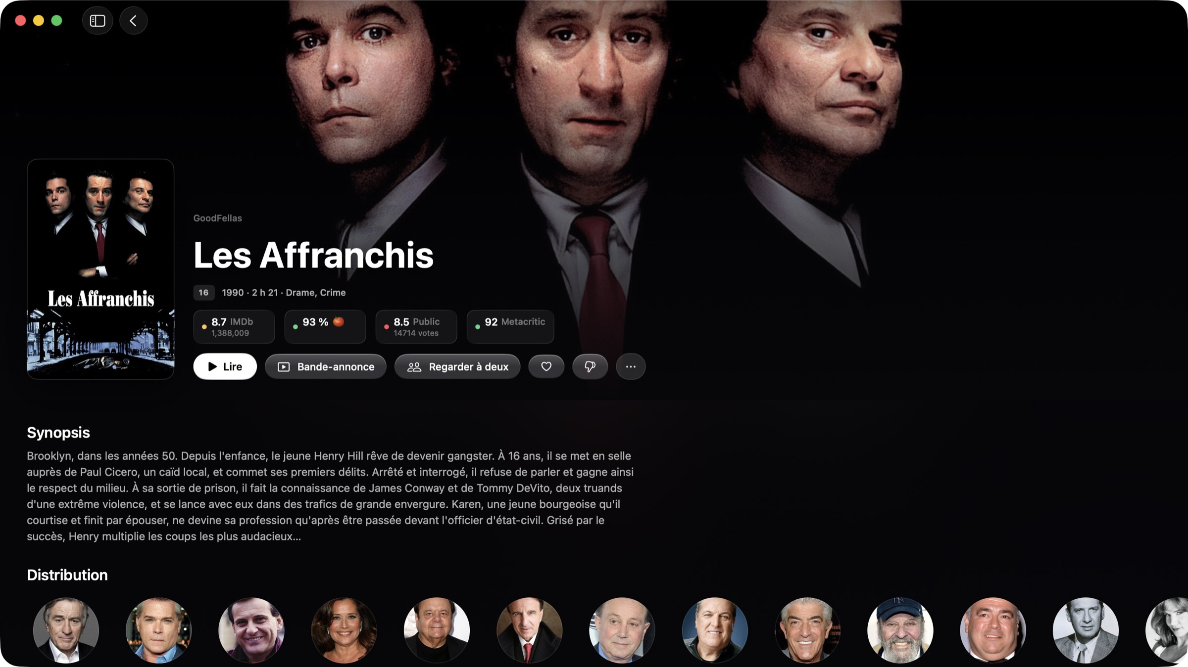 La fiche d'un film dans Cineo : backdrop, affiche, synopsis, distribution et notes